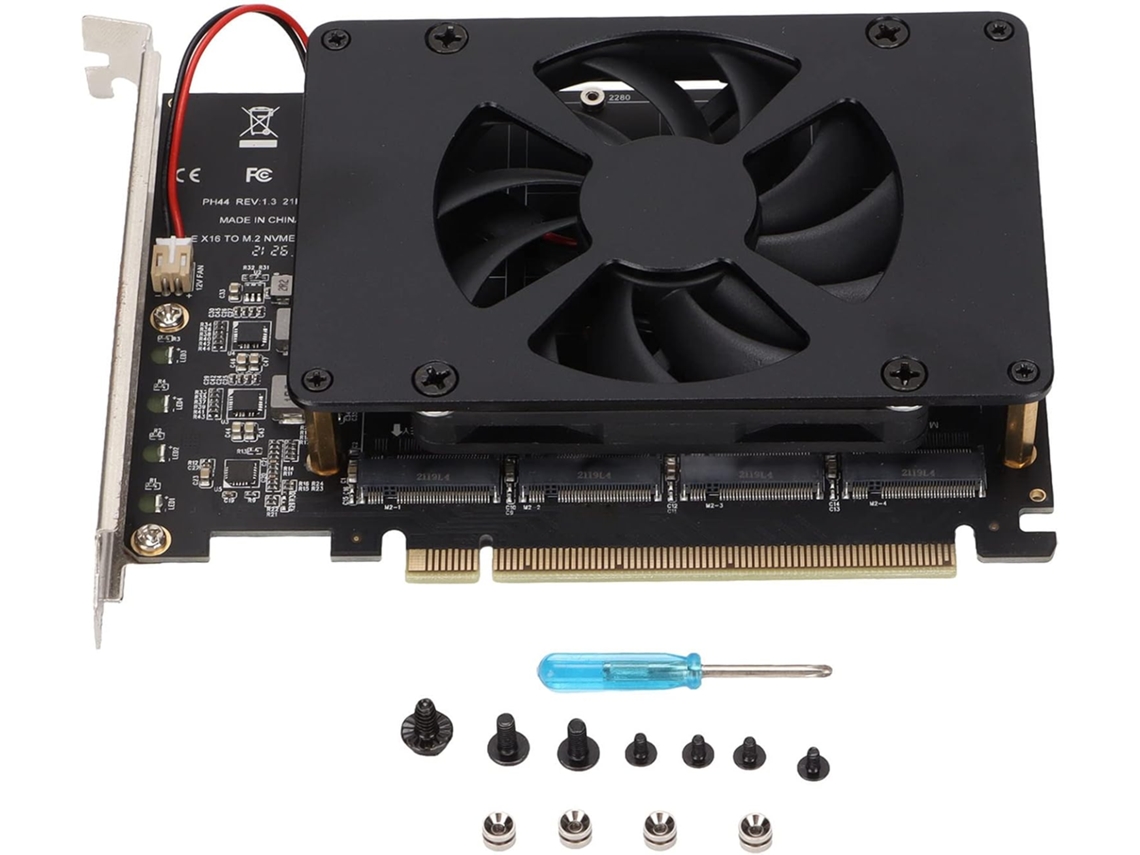 Tarjeta Adaptadora Nvme M.2 A Pcie X16, 4 Puertos, Expansión De 32 Gbps