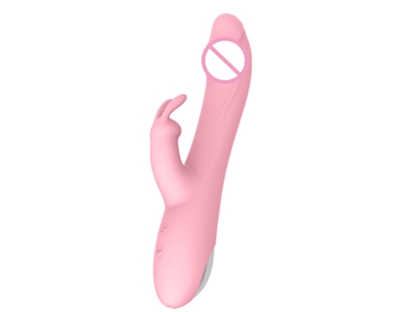 Vibrador femenino de conejo telescópico de doble motor de 10 velocidades (rosa) YIZHOOD