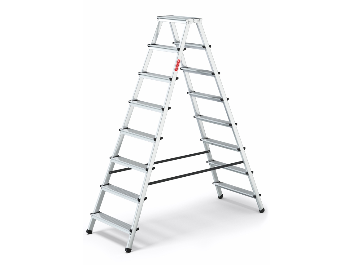 Escalera Plegable De Aluminio, 8 Peldaños, 2x8, Doble Cara, Para Uso Doméstico, Baulich
