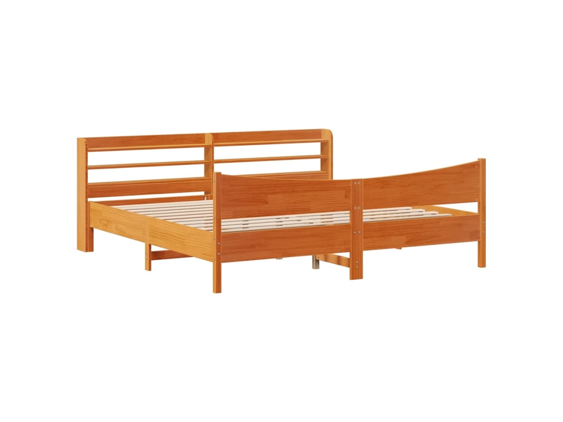 Maison Exclusive - Estructura Cama Con Cabecero Madera Pino Marrón Cera 180x200 Cm