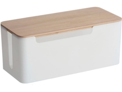 Caja organizadora de cables grande de Amosfun con tapa de bambú.
