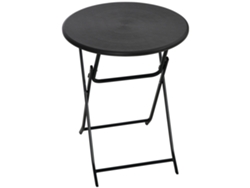 Mesa Redonda Doble Ø60 Cm para Jardín, con Acabado Decorativo en Madera, Ideal para Balcón o Terraza, en Color Gris Oscuro.