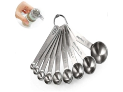 Juego De 9 Cucharas Medidoras De Acero Inoxidable Para Cocina Y Repostería.