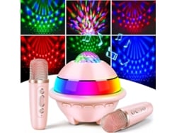 Micrófono De Karaoke Infantil Con Luz Led De Discoteca, Altavoz Portátil De Karaoke Infantil Con 2 Micrófonos Inalámbricos Bluetooth.