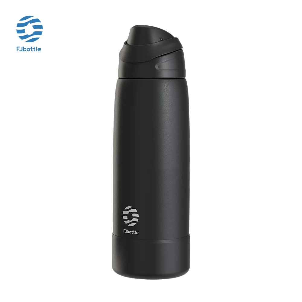 Botella de agua deportiva isotérmica de acero inoxidable (negra, 1000 ml)