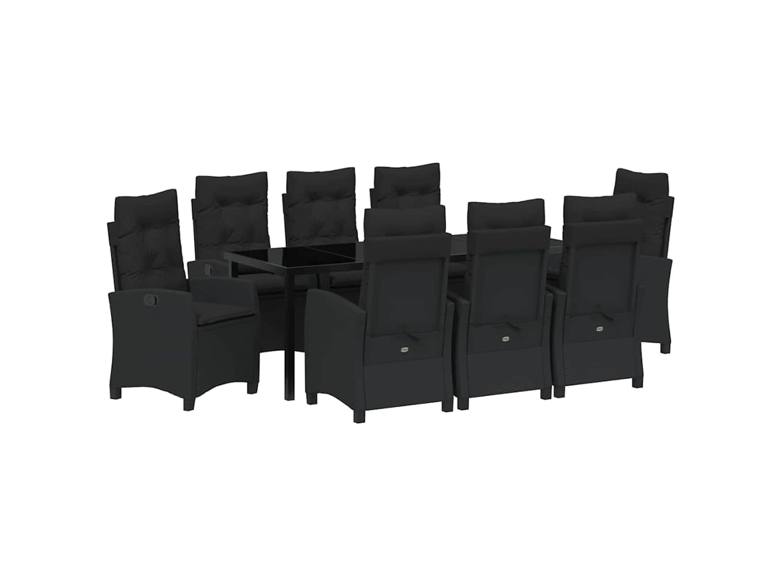 Maison Exclusive - Conjunto De Comedor De Jardín 9 Pcs Negro Ratán Sintético