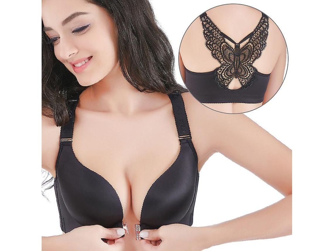 2026-sujetador Comfort Rose Con Cierre Frontal, Diseño T-back De Encaje Y Soporta Sin Alambre Para Mujer
