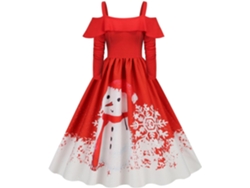 Vestido navideño para mujer con estampado vintage, vestidos navideños estampados para mujer, vestido Gokoco M