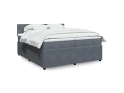 Cama Box Spring Con Colchón Terciopelo Gris Oscuro 200x200 Cm