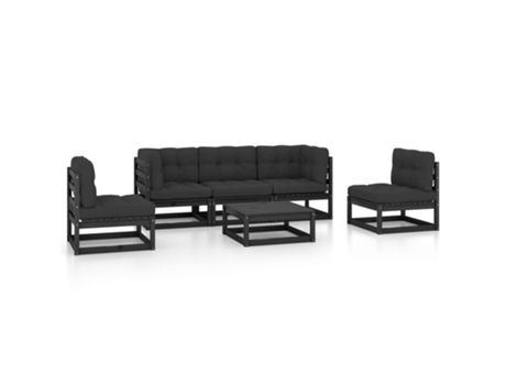 Conjunto 6 de muebles de jardín VIDAXL y cojines madera pino maciza