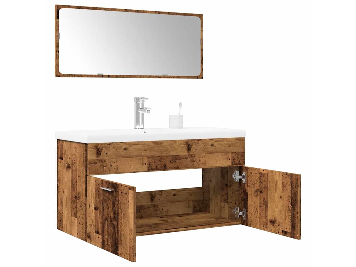 Juego de muebles de baño de 3 piezas de madera, madera vieja Wsd76494 Lovely Home