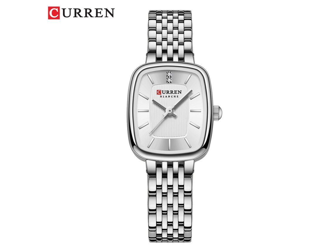 Reloj cuadrado impermeable para mujer (blanco), modelo sencillo e informal.