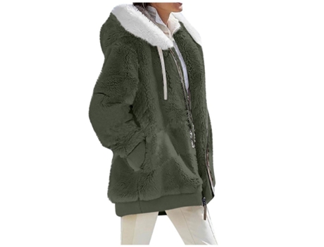 Chaqueta de Mujer LUUCOZK Chaquetas Abrigadas Abrigos Gruesos Mujerverde Poliéster (4XL)