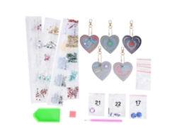 5 Piezas De Llaveros De Corazón Con Pintura De Diamantes, Colgantes De Resina Para Equipaje, Manualidades.