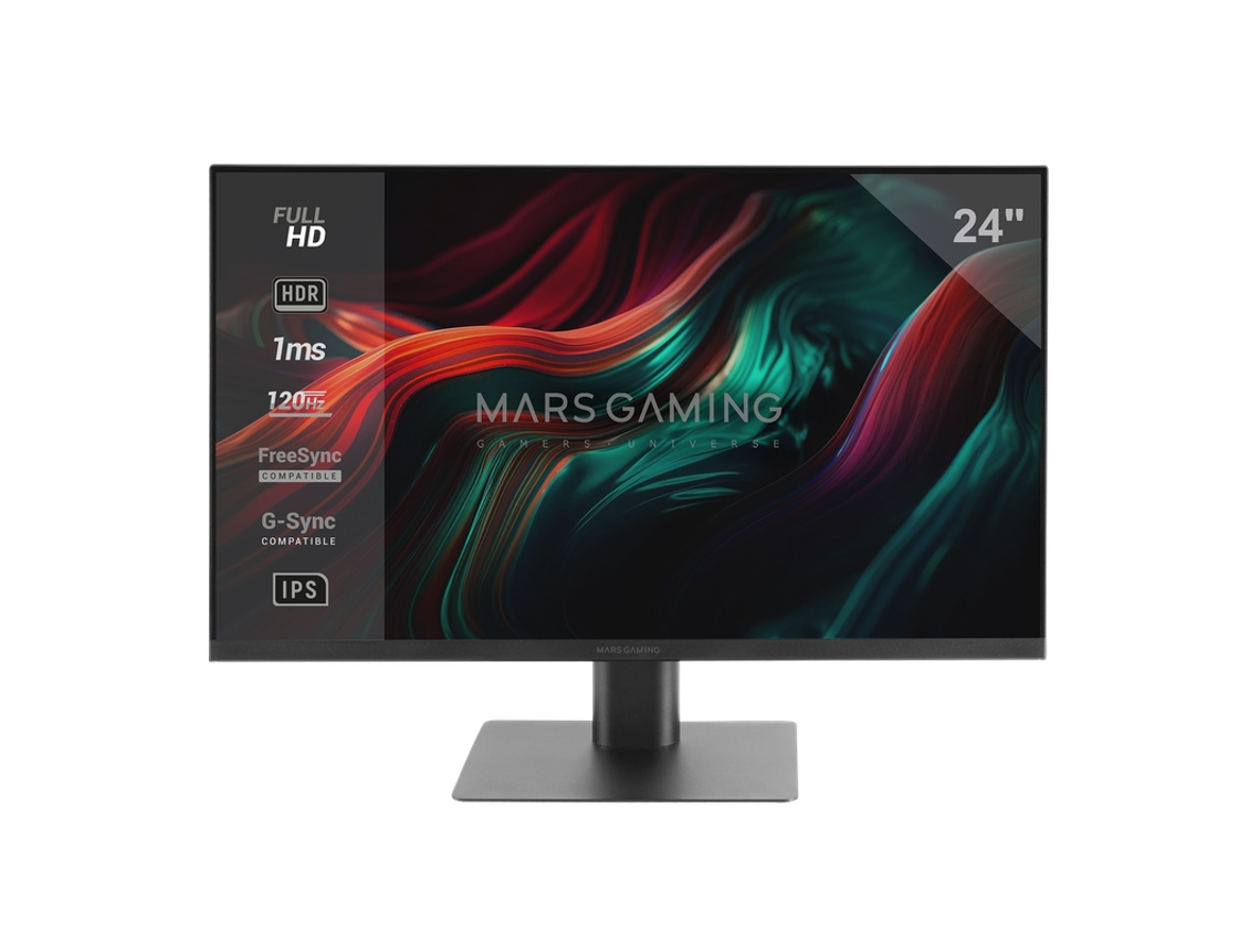 Monitor 24” IPS FHD MARS GAMING MV-24, 120Hz HDR10 1ms, FreeSync y G-SYNC, Altavoces Integrados, Negro