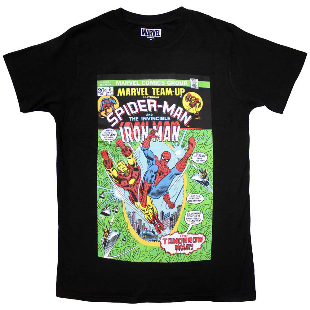 Rockinstone Unisex Marvel Comics Spiderman & Iron Man Comic Cover Camiseta Classic-s