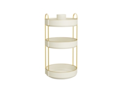 Organizador De Cosméticos Giratorio 360° 3 Niveles Metal Y Pet 23x23x46 Cm - Blanco