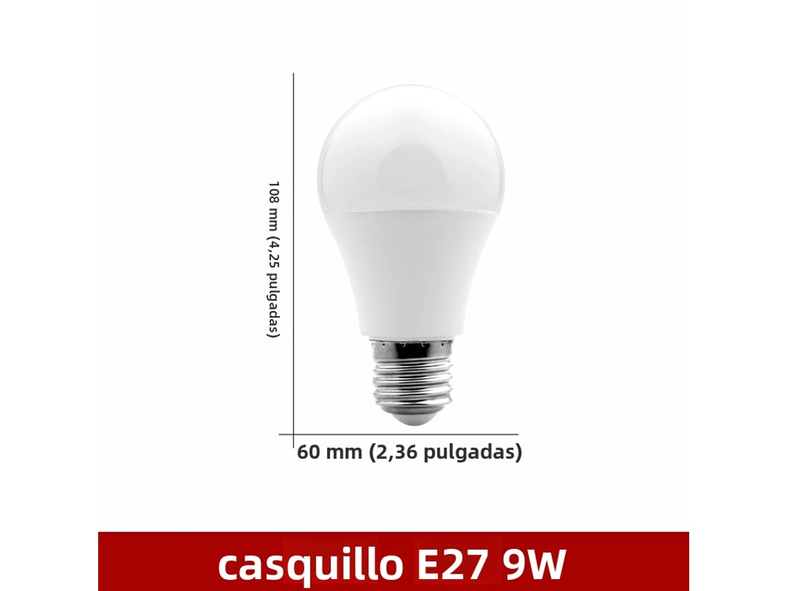 (base De Rosca E27 De 9 W, Blanco Cálido) 10 Bombillas Led, 220 V