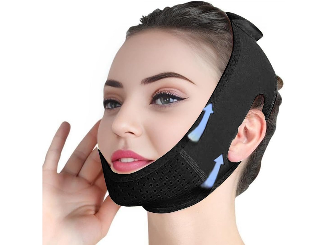 Bandagem Para Lifting Facial V Line Lifting Mask Strap Chin Face Lift Preto GERTIZ