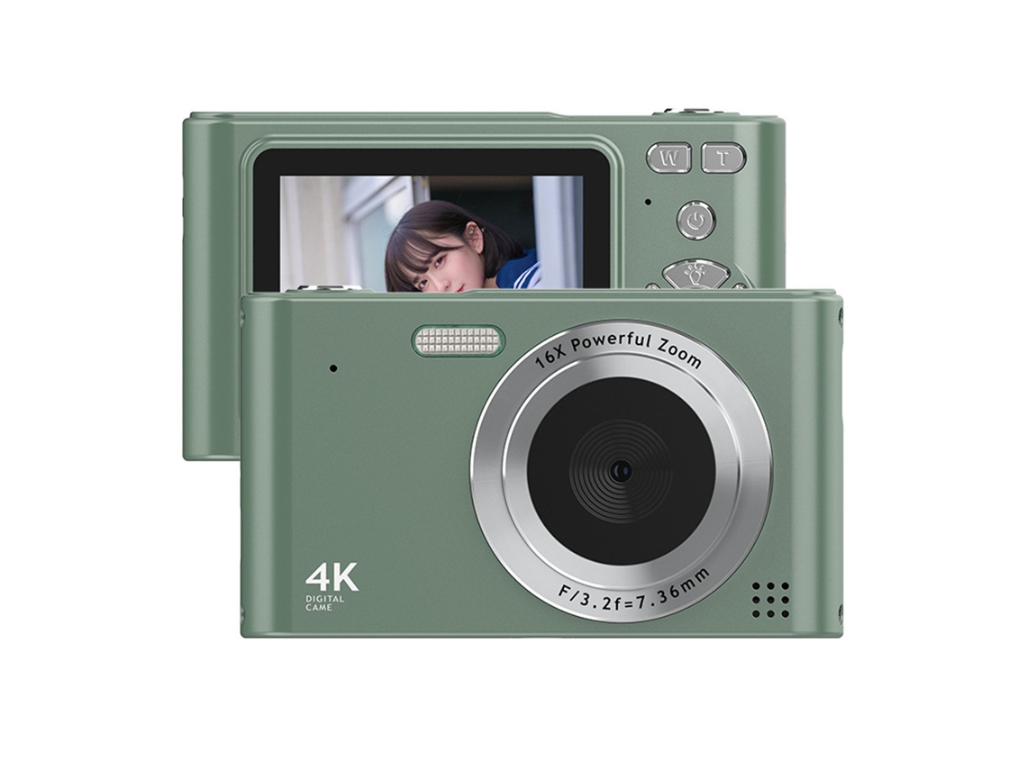 Câmera Digital Ultra Hd 4K H15 Com Foco Automático E Zoom 16X Mini Câmera Compacta Verde