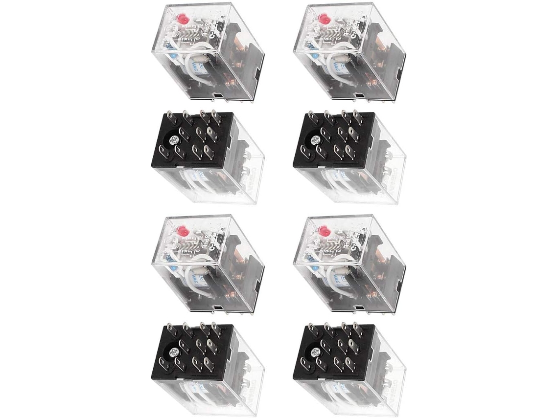 8 Relés De Potencia De Bobina De Ca 24v Para Bricolaje. Led Rojo. 11 Pines. 3pdt. 3no. 3nc.