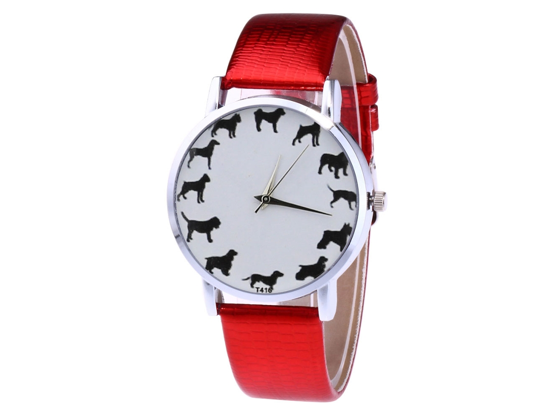 Reloj De Pulsera Unisex De Cuarzo Con Correa De Piel Sintética T416-yx (rojo)