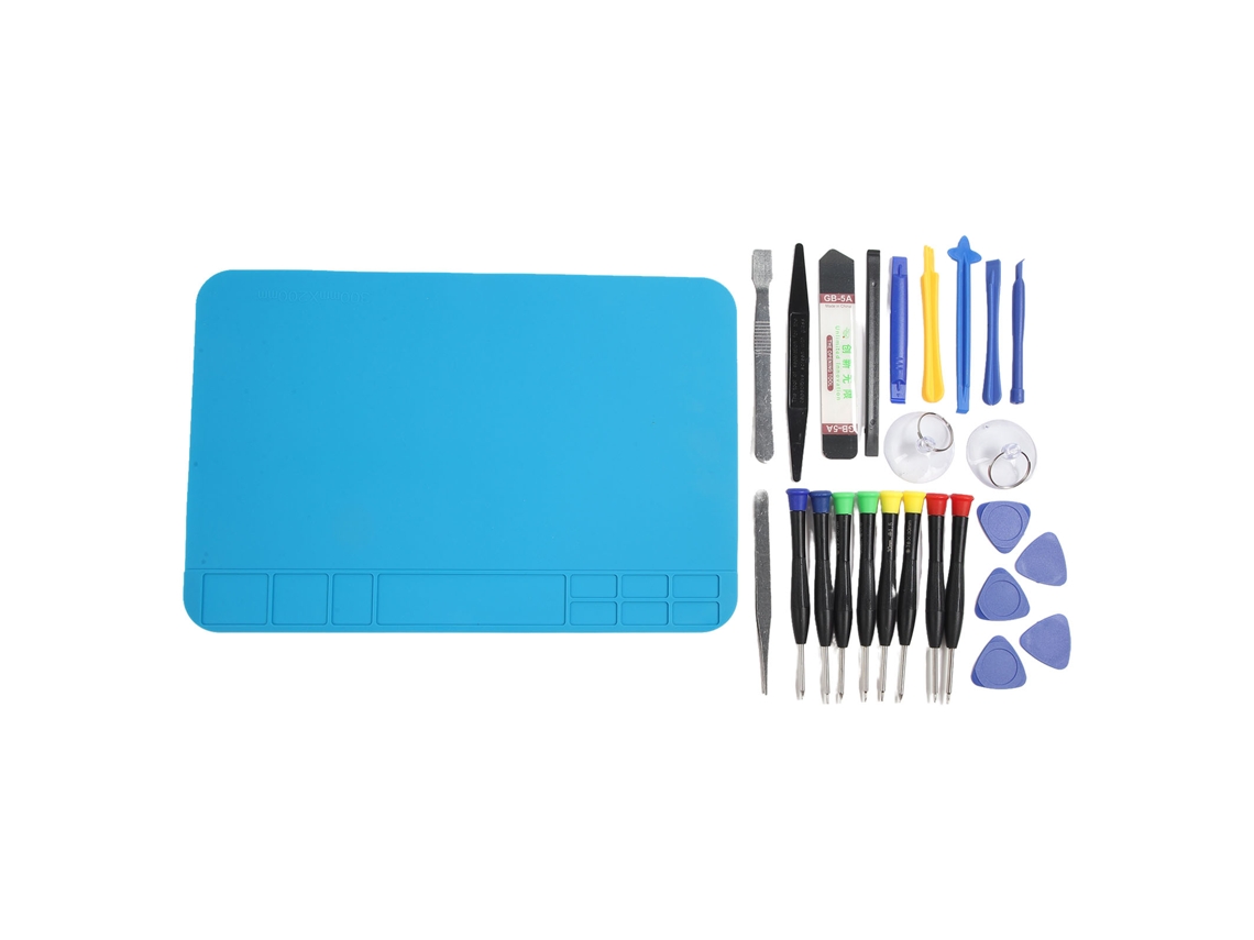 Kit De Herramientas Para Reparación Móvil De 25 Piezas Con Alfombra De Reparación Aislante Al Calor 20*30cm
