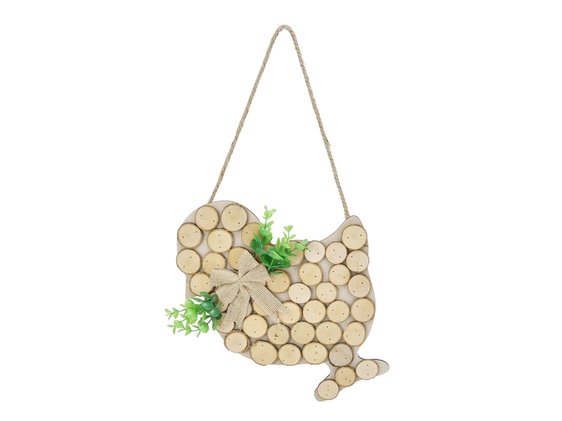 Adorno de Pascua con forma de pollito de madera, hecho de madera de baok, ecológico y reutilizable para el hogar, el jardín, el restaurante y la cafetería.
