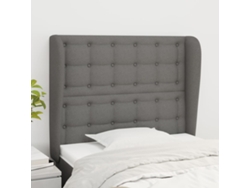 Cabecero con orejas de tela gris oscuro 103x23x118/128 cm