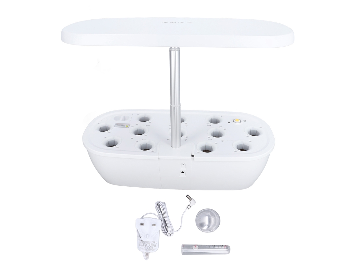 Sistema de jardín hidropónico de interior con luz LED 100-240 V, blanco (Reino Unido)