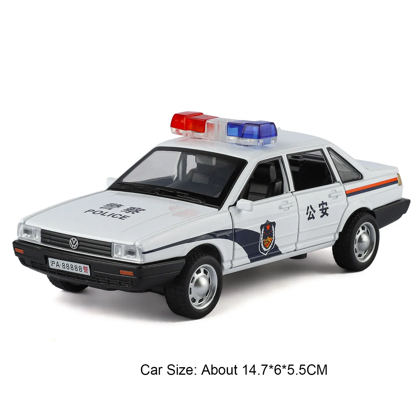 (a3247 Blanco) Coche de policía Santana en miniatura a escala 1:32 con funciones de música y luces.