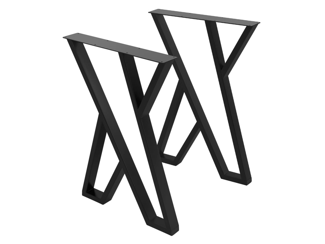 Set de 2 Patas de mesa industrial ML-Design 50 x AL 71cm negro en acero diseño en forma de X