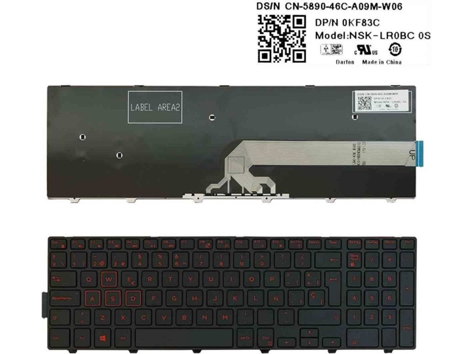 Teclado para Portátil Dell Inspiron Gaming 15 7559 Negro