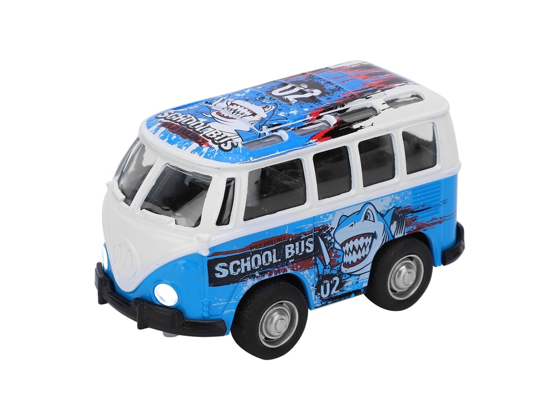 Rebe-juguete De Coche De Pull Back Para Niños Modelo De Autobús Simulación Con Sonido Y Luz Aleación Regalo Azul 1:36