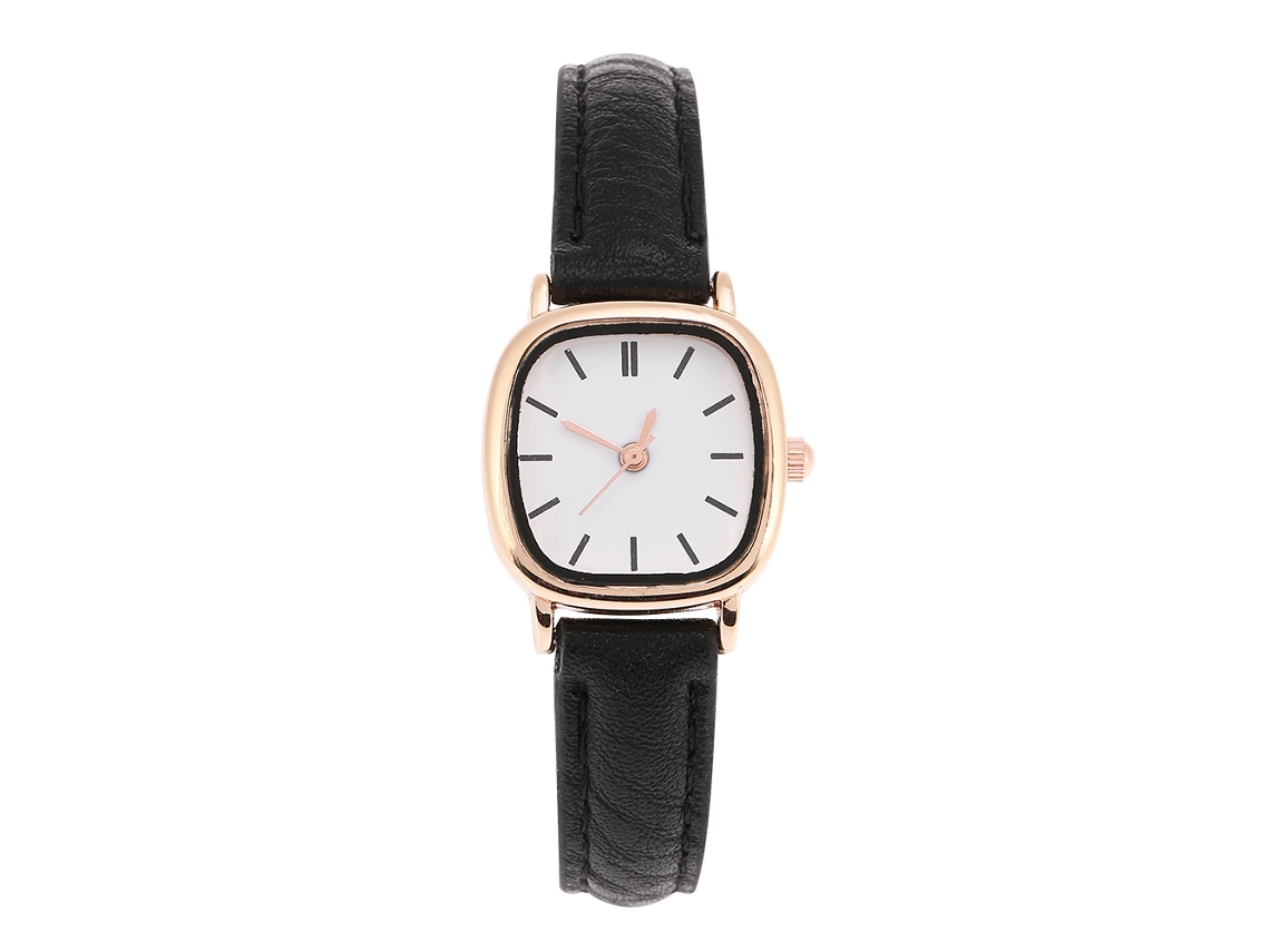 Reloj Analógico De Cuarzo Para Mujer Con Correa De Poliuretano Y Caja De Aleación (correa Negra, Esfera Blanca).