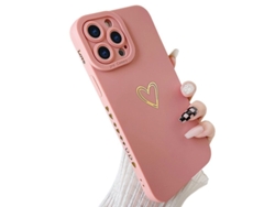 Cubierta Compatible Con Iphone 13 Pro Max, Diseño Corazón Dorado Silicona Líquida Para Mujeres (rosa)