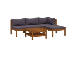vidaXL Muebles de jardín 5 pzas cojines madera maciza de acacia