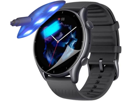 Kit de 4 Protectores de Pantalla Hidrogel para Amazfit GTR 3 Flexshield con Lámpara UV