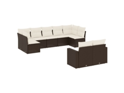 Maison Exclusive - Set De Sofás De Jardín 9 Pzas Y Cojines Ratán Sintético Marrón
