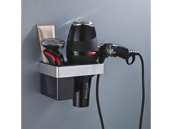 Soporte de pared autoadhesivo para secador de pelo, pinza de aluminio para el cabello con almacenamiento y organizador de cables, GOKOCO