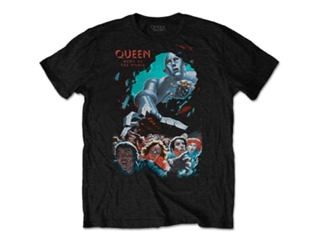 Camiseta ROCK OFF Queen - News Of The World Vintage Negro (Talla: S)