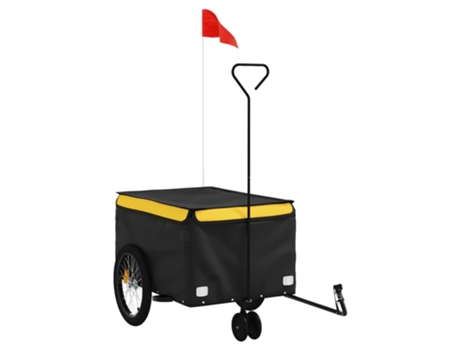vidaXL Remolque para bicicleta hierro negro y amarillo 30 kg