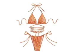 Bikini sexy tie-dye para mujer, modelo 2026, con nudo lateral en la cintura, tanga para la playa, natación, entrenamiento y bronceado.