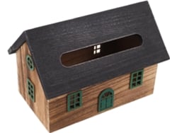 Caja De Pañuelos De Madera Maciza Con Forma De Casa, Organizador De Papel Higiénico Decorativo Para El Baño.