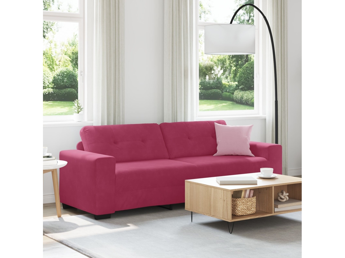 Sofá Terciopelo Vino Rojo Grande Sofá De 3 Plazas Rectangular