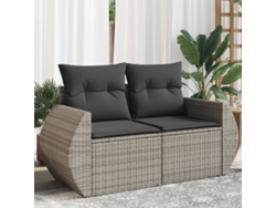 Sofá de jardín de 2 plazas con cojines, mimbre gris, Dkd Home Decor
