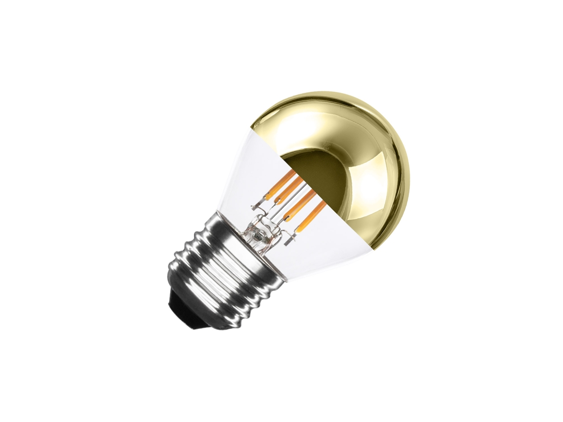 Bombilla LED de filamento reflectante dorado E27, 4 W, 400 lm, G45, sin parpadeo, blanco cálido de 2200 K, Ledkia