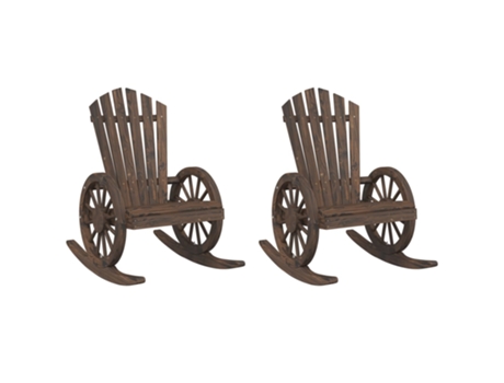 Conjunto 2 Silla Mecedora De Jardín Adirondack VIDAXL Marrón Madera (62x89x99 cm)