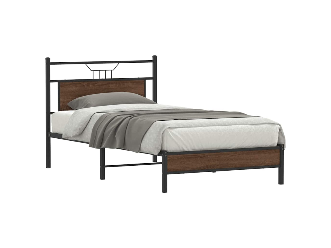 Estructura De Cama Sin Colchón Madera Marrón Roble 100x200 Cm