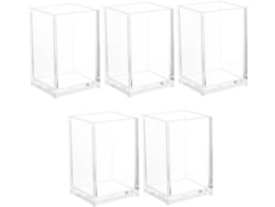 Organizadores De Pinceles Y Portalápices De Acrílico Transparente De 5 Piezas Para Oficina, Escuela Y Hogar.